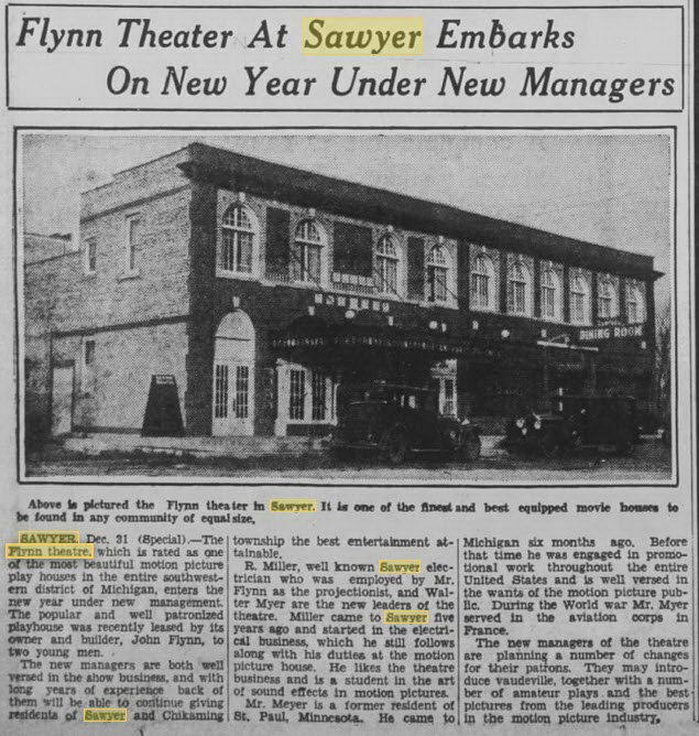 Flynn Theatre - 31 Dec 1932 New Managers (newer photo)